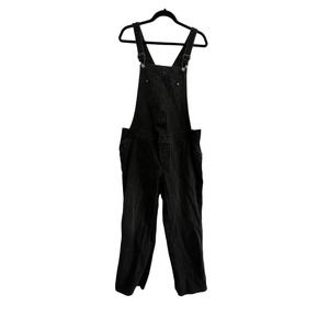 OLD NAVY Womens Maternity Jean Overalls Washed Black Stretch Side Panels Sz 14d
